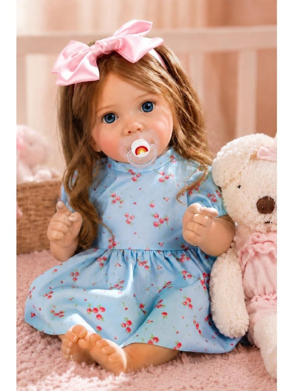 Lifelike 20" Reborn Baby Doll - Realistic Handmade Toddler Doll with Accessories